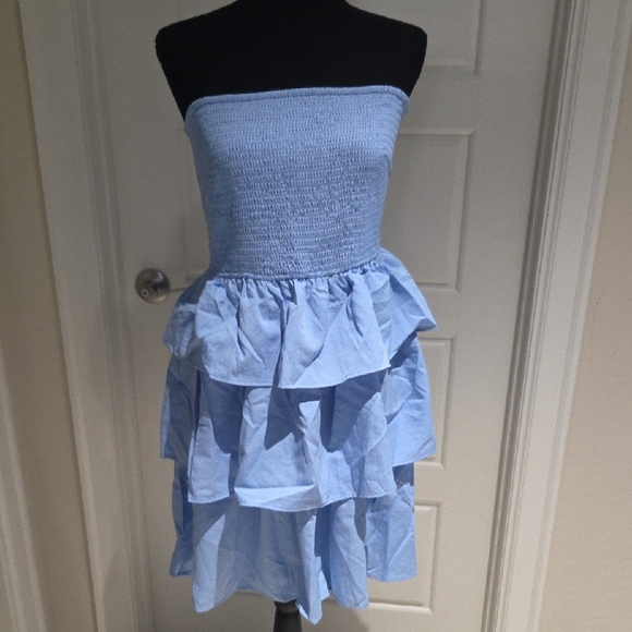 BTFBM Summer Dress Beach Strapless Boho Sundress - Picture 1 of 6